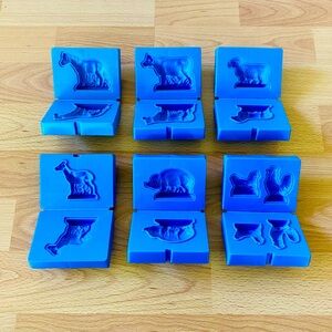 1973 PLAY-DOH Farm Animal Molds Lot Cow Pig Chicken Rooster Horse Goat Sheep